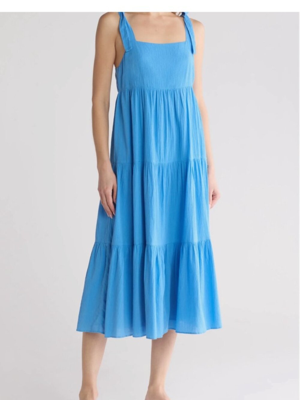 Madewell Blue Tiered Midi Dress